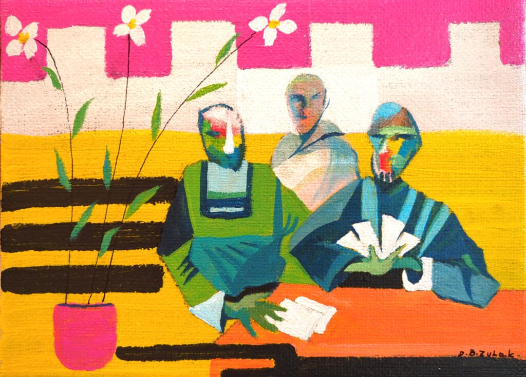 Card players, 25×18 cm
acrylic on canvas