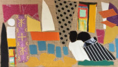 Couple, 80x40 cm textile on canvas