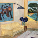 Interionr with paintings, 100x50 cm, oil on canvas